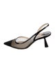 Jimmy Choo Mesh Leather Trim Embellishment Slingback Pumps