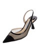Jimmy Choo Mesh Leather Trim Embellishment Slingback Pumps