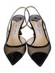 Jimmy Choo Mesh Leather Trim Embellishment Slingback Pumps