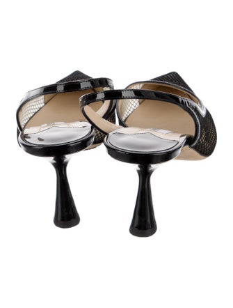 Jimmy Choo Mesh Leather Trim Embellishment Slingback Pumps