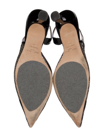 Jimmy Choo Mesh Leather Trim Embellishment Slingback Pumps
