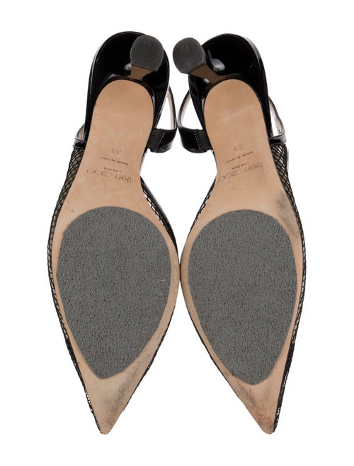 Jimmy Choo Mesh Leather Trim Embellishment Slingback Pumps