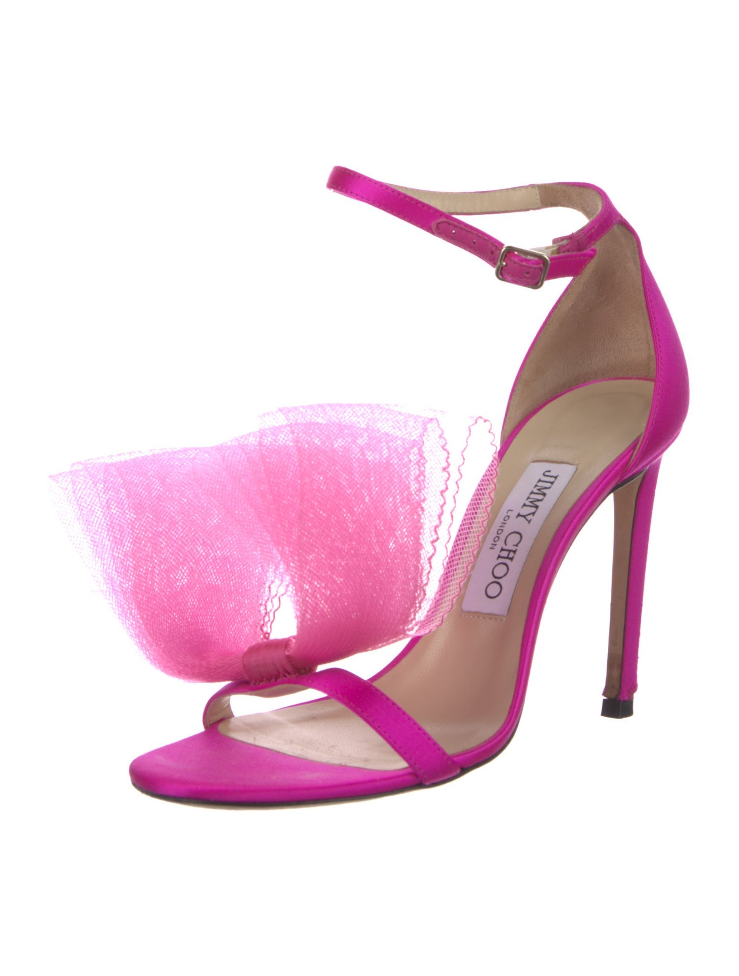 Jimmy Choo Satin Mesh Accents Sandals