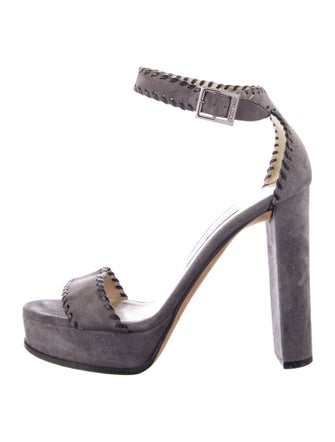 Jimmy Choo Suede Whipstitch Trim Sandals