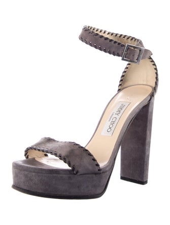Jimmy Choo Suede Whipstitch Trim Sandals