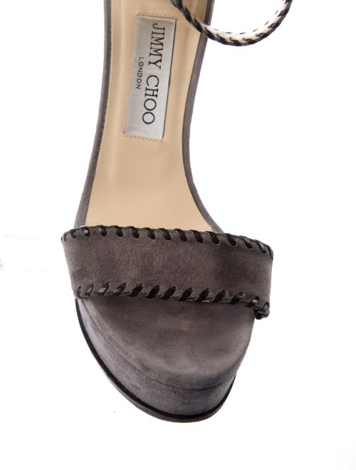 Jimmy Choo Suede Whipstitch Trim Sandals