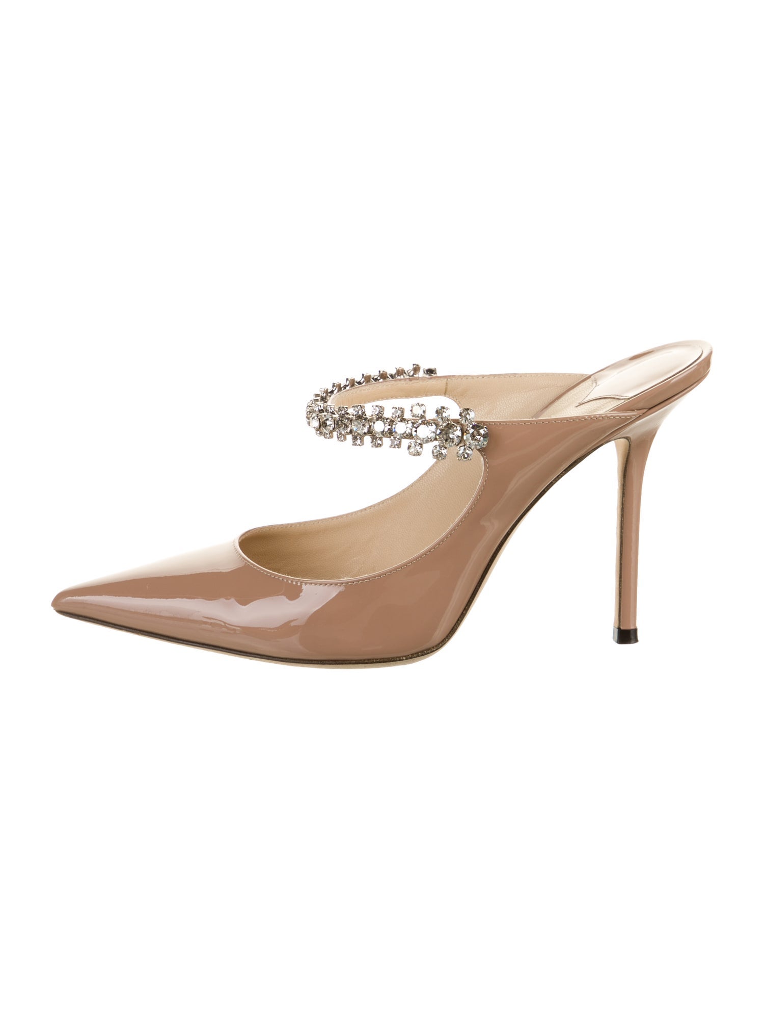 Jimmy Choo Patent Leather Crystal Embellishments Mules