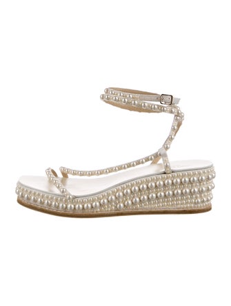 Jimmy Choo Faux Pearl Accents Leather Sandals