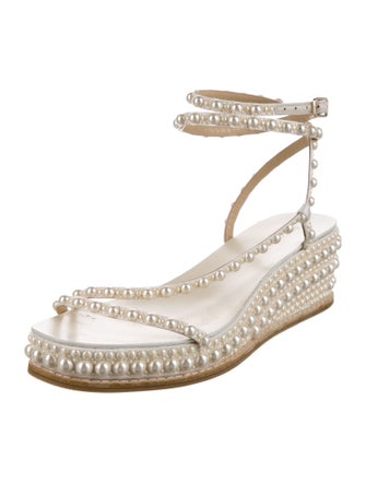 Jimmy Choo Faux Pearl Accents Leather Sandals