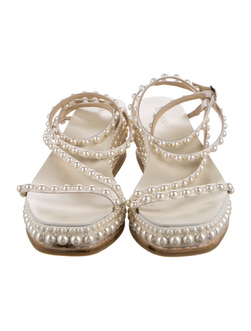 Jimmy Choo Faux Pearl Accents Leather Sandals