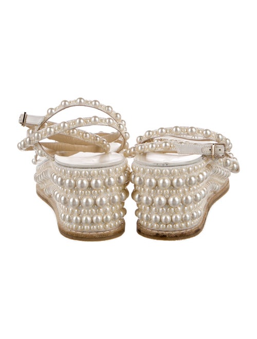 Jimmy Choo Faux Pearl Accents Leather Sandals