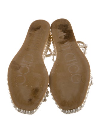 Jimmy Choo Faux Pearl Accents Leather Sandals