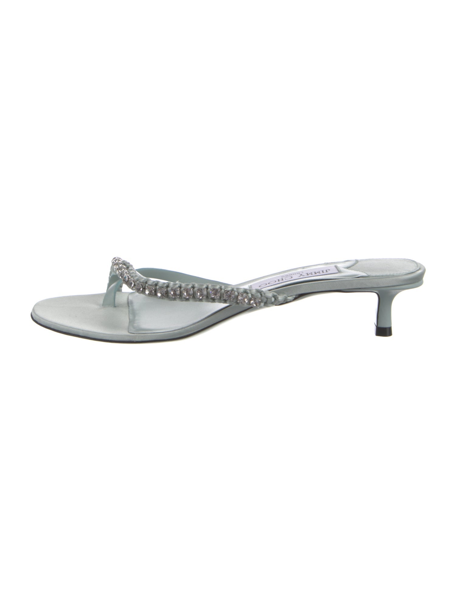 Jimmy Choo Leather Crystal Embellishments Slides