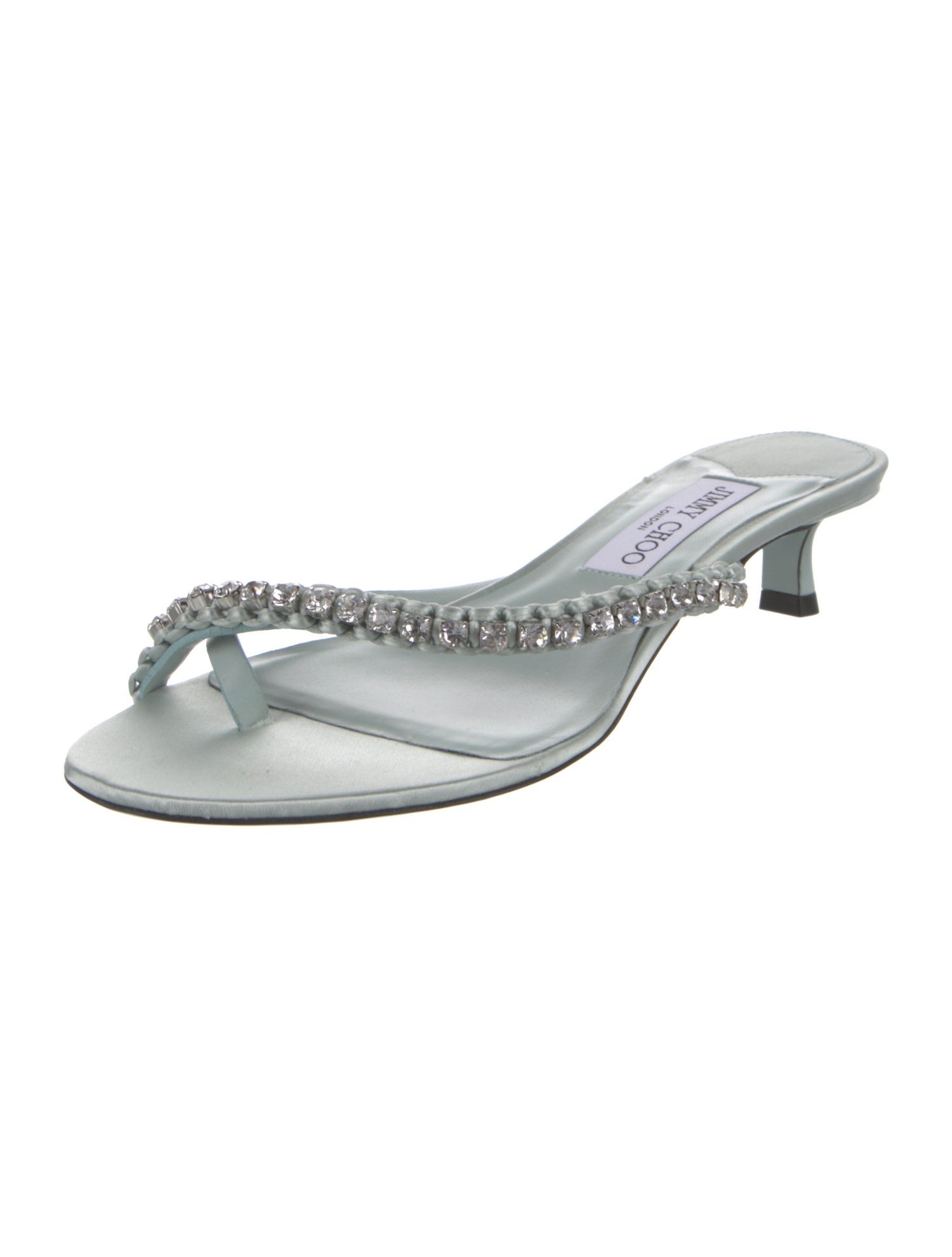 Jimmy Choo Leather Crystal Embellishments Slides
