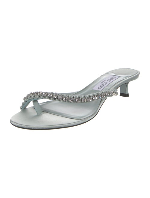 Jimmy Choo Leather Crystal Embellishments Slides