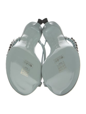 Jimmy Choo Leather Crystal Embellishments Slides