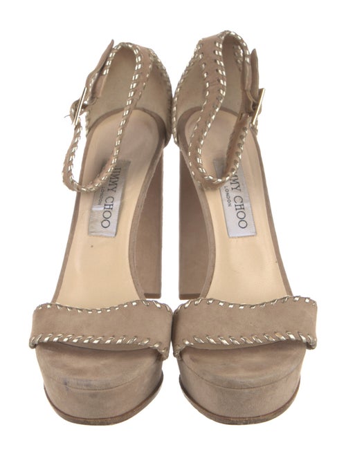 Jimmy Choo Suede Whipstitch Trim Sandals