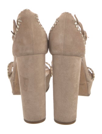 Jimmy Choo Suede Whipstitch Trim Sandals