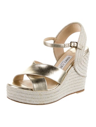 Jimmy Choo Leather Colorblock Pattern Espadrilles