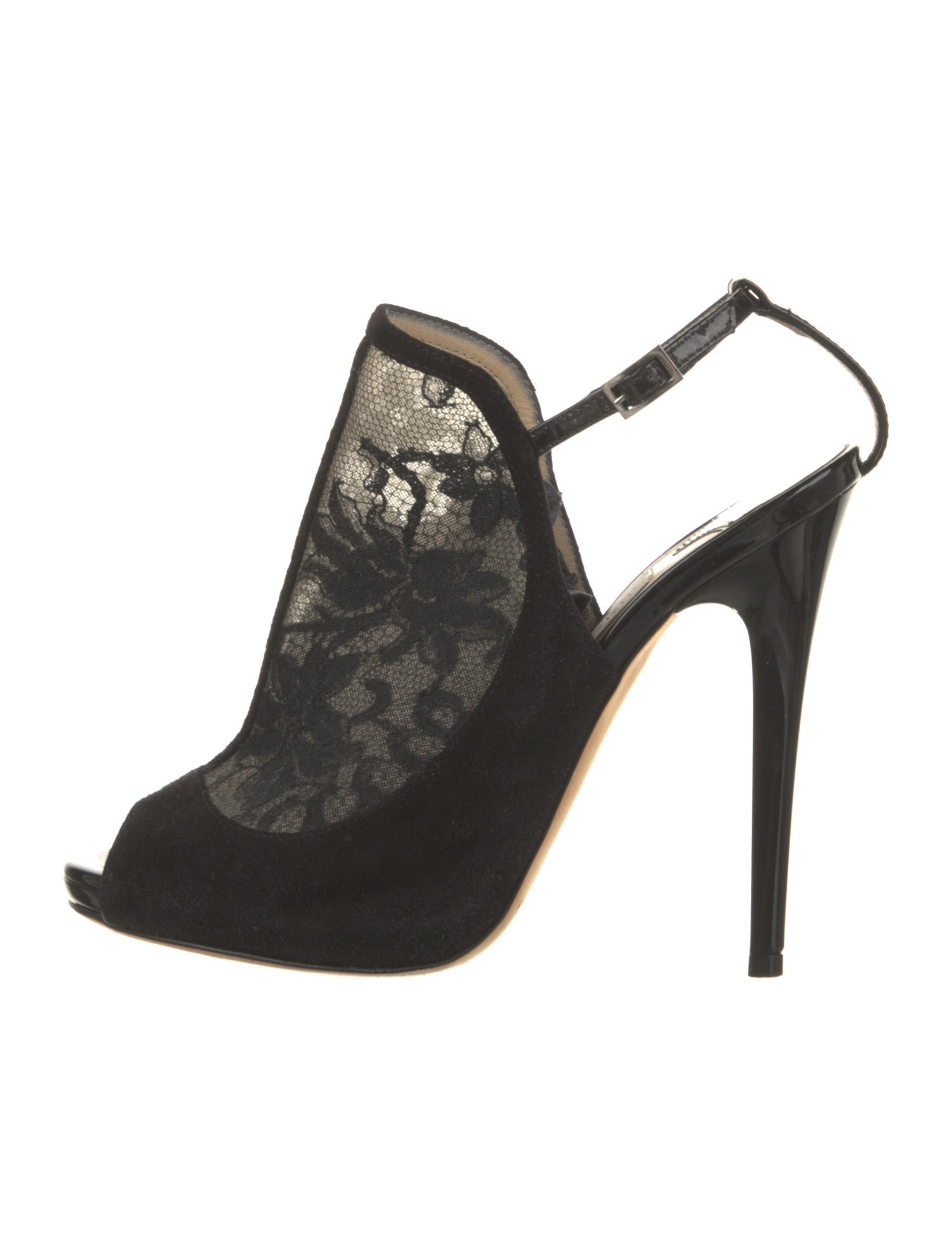 Jimmy Choo Suede Lace Pattern Mules