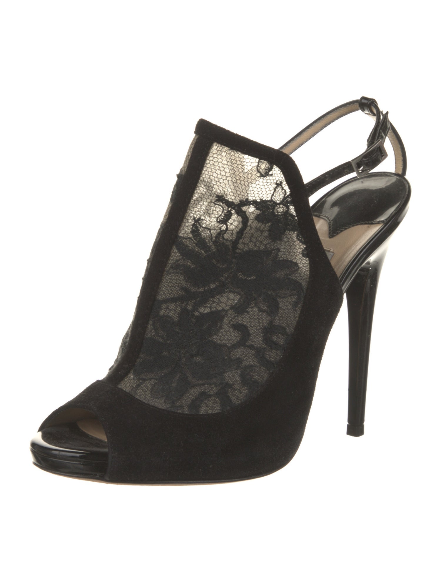 Jimmy Choo Suede Lace Pattern Mules