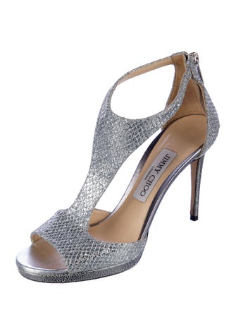 Jimmy Choo Glitter T-Strap Pumps