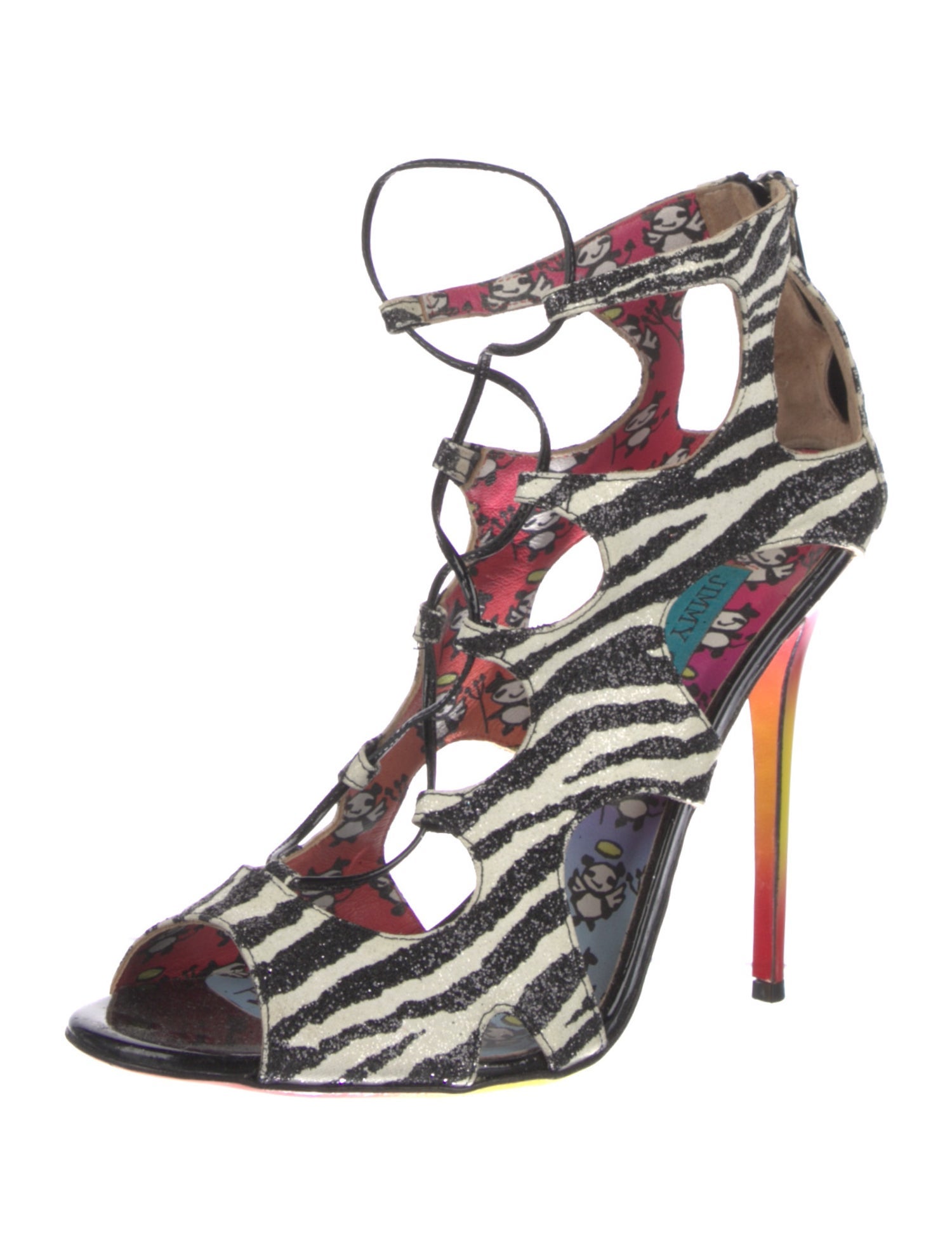 Jimmy Choo Glitter Animal Print Sandals