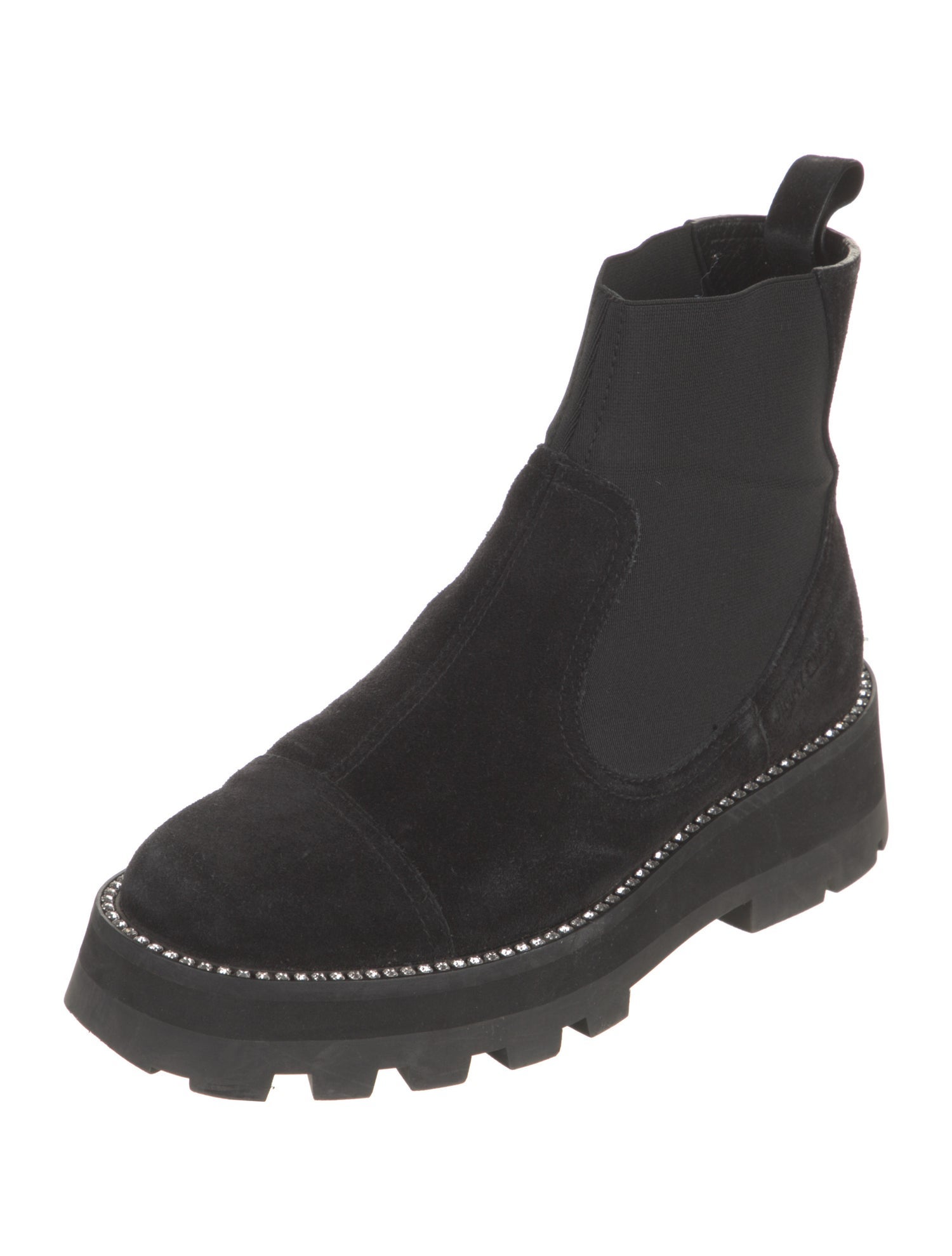 Jimmy Choo Suede Crystal Embellishments Chelsea Boots