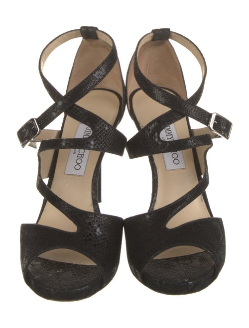 Jimmy Choo Leather Cutout Accent T-Strap Pumps