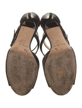 Jimmy Choo Leather Cutout Accent T-Strap Pumps