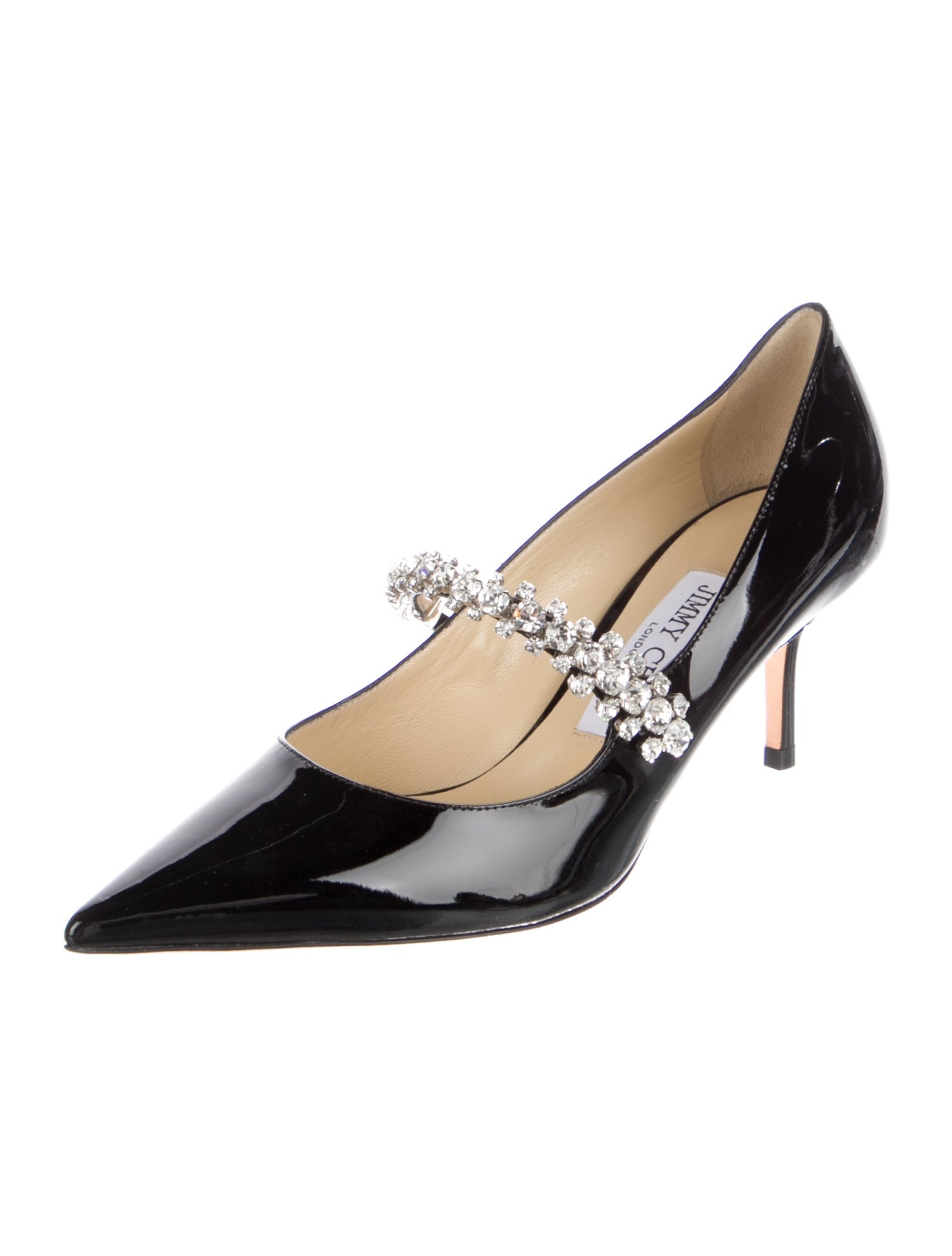 Jimmy Choo Patent Leather Crystal Embellishments Pumps