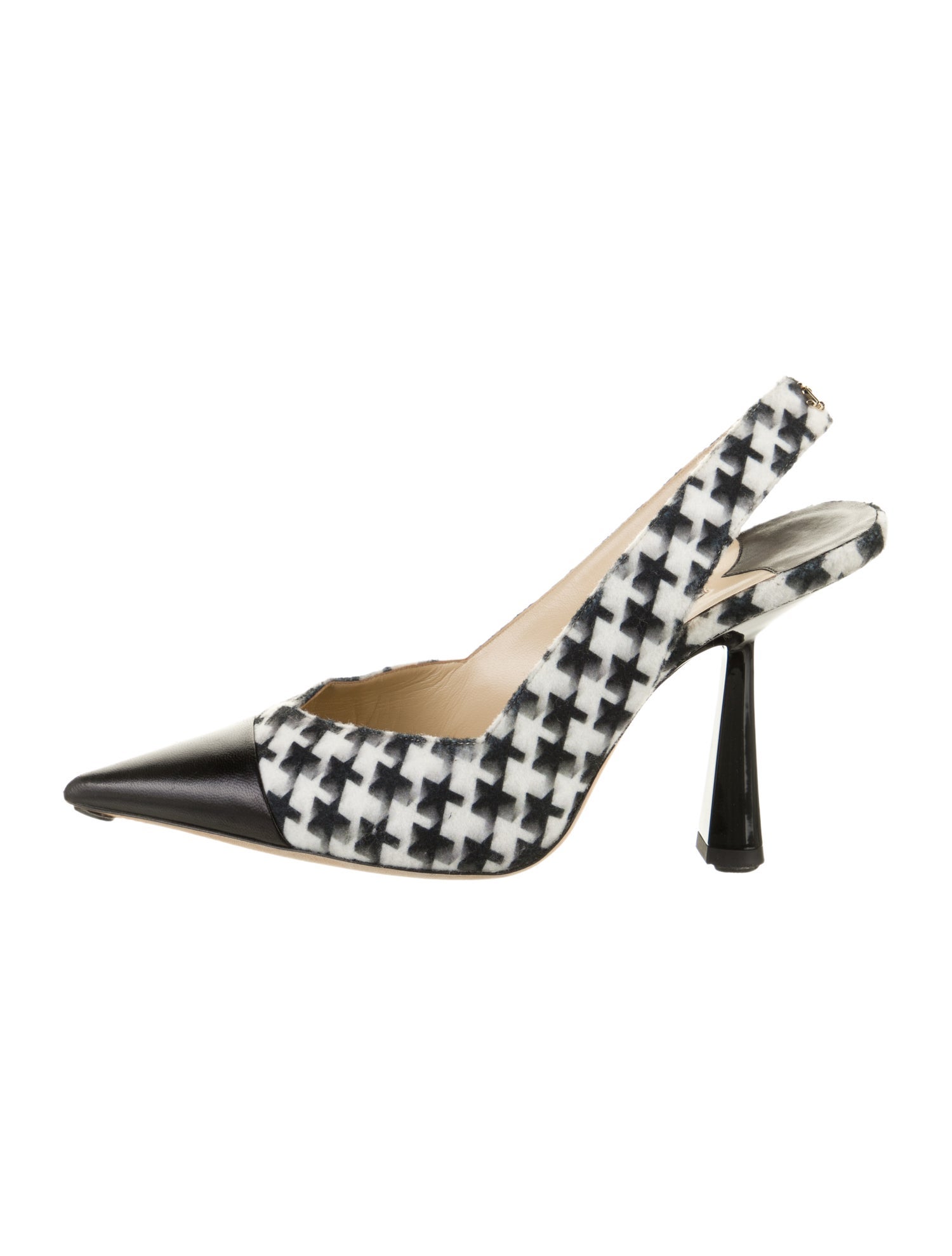 Jimmy Choo Leather Houndstooth Print Slingback Pumps