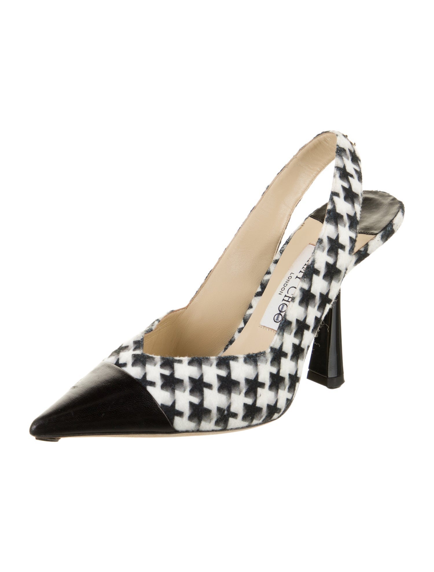 Jimmy Choo Leather Houndstooth Print Slingback Pumps