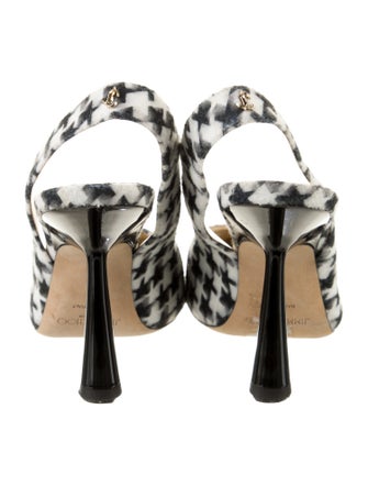 Jimmy Choo Leather Houndstooth Print Slingback Pumps