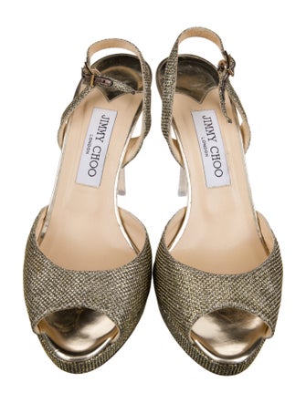 Jimmy Choo Glitter Glitter Accents Slingback Sandals