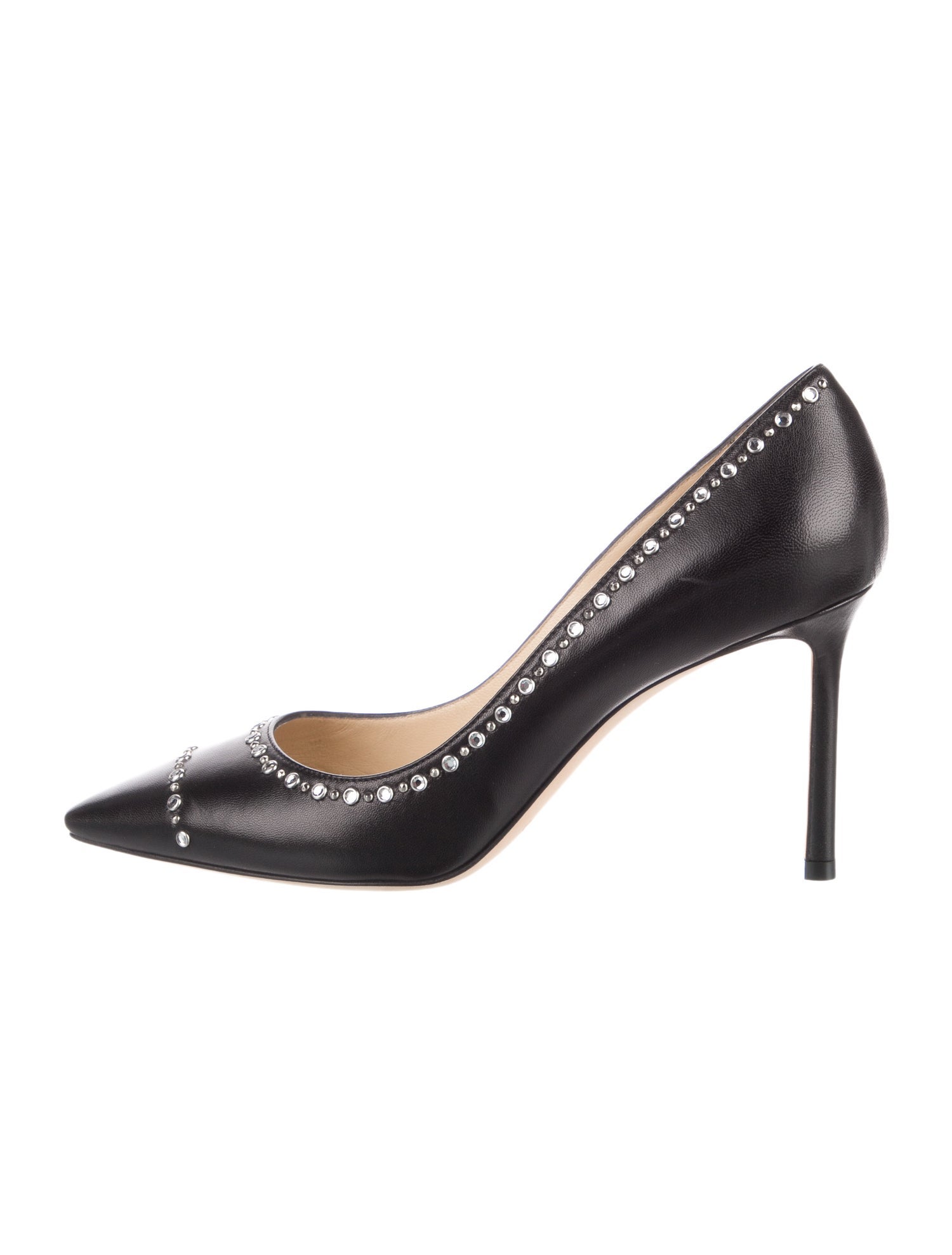 Jimmy Choo Leather Crystal Embellishments Pumps