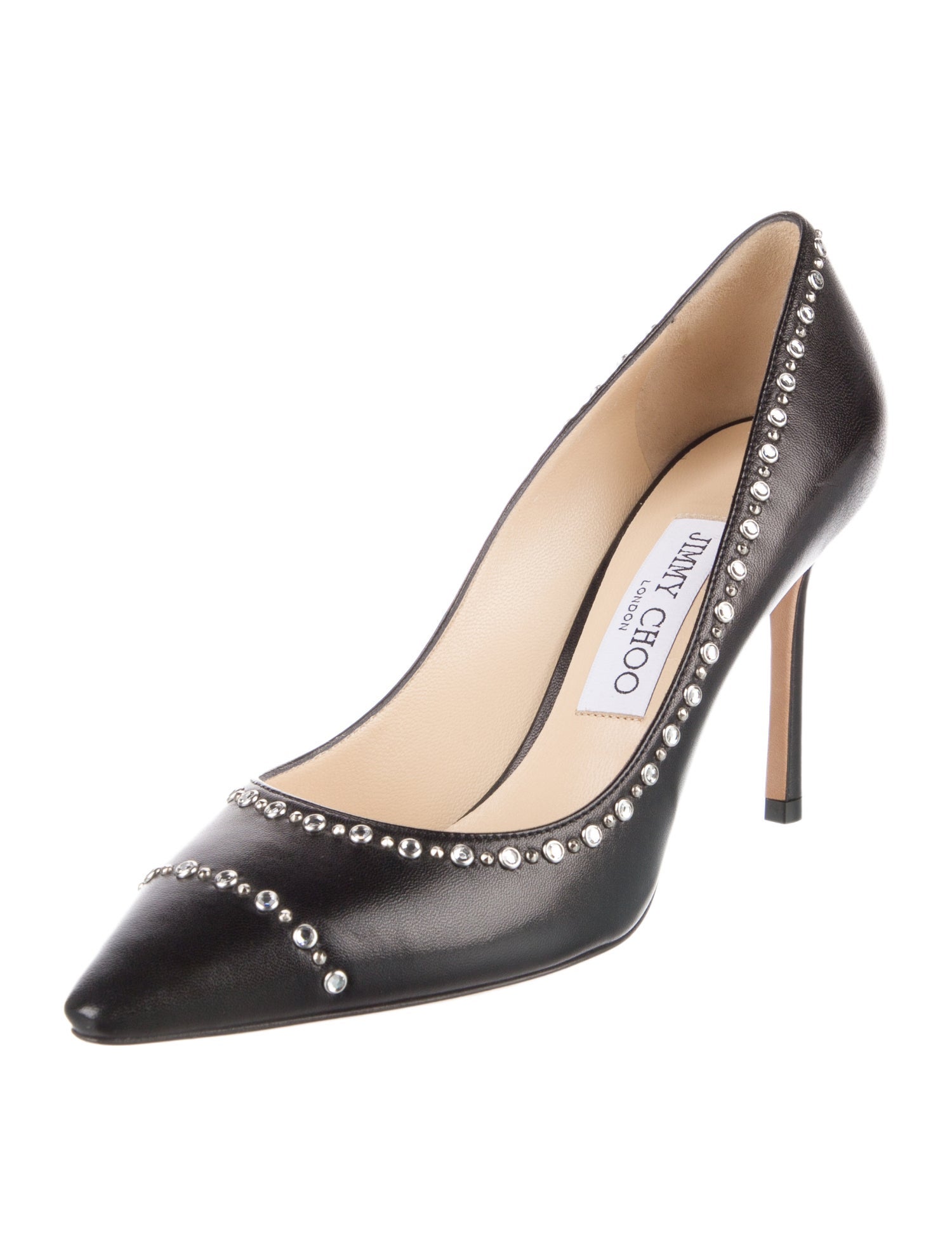 Jimmy Choo Leather Crystal Embellishments Pumps