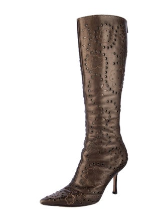Jimmy Choo Leather Colorblock Pattern Boots