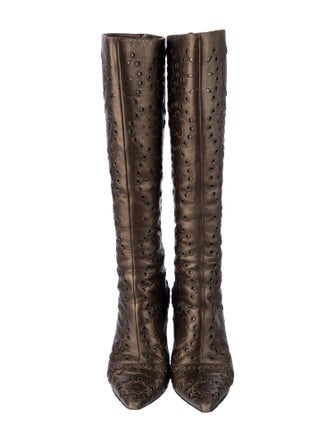 Jimmy Choo Leather Colorblock Pattern Boots