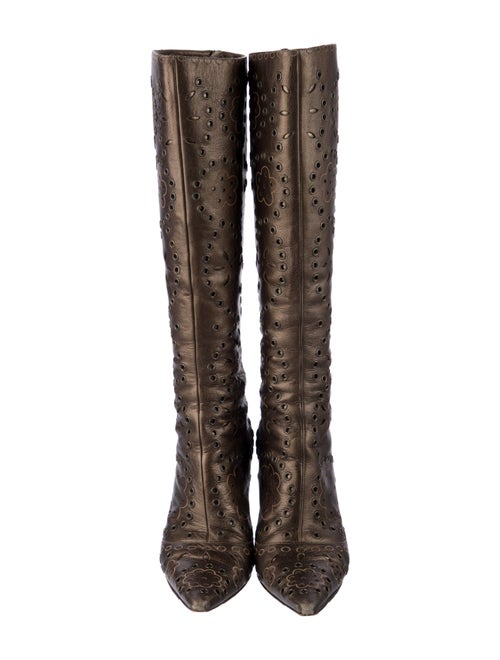 Jimmy Choo Leather Colorblock Pattern Boots