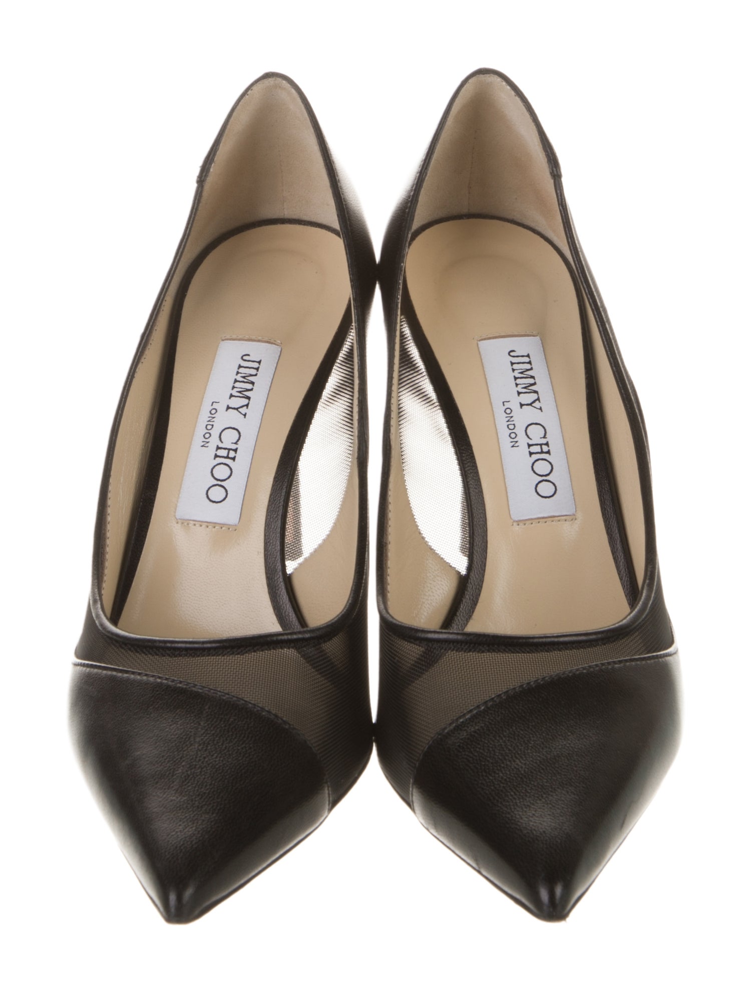 Jimmy Choo Leather Mesh Accents Pumps