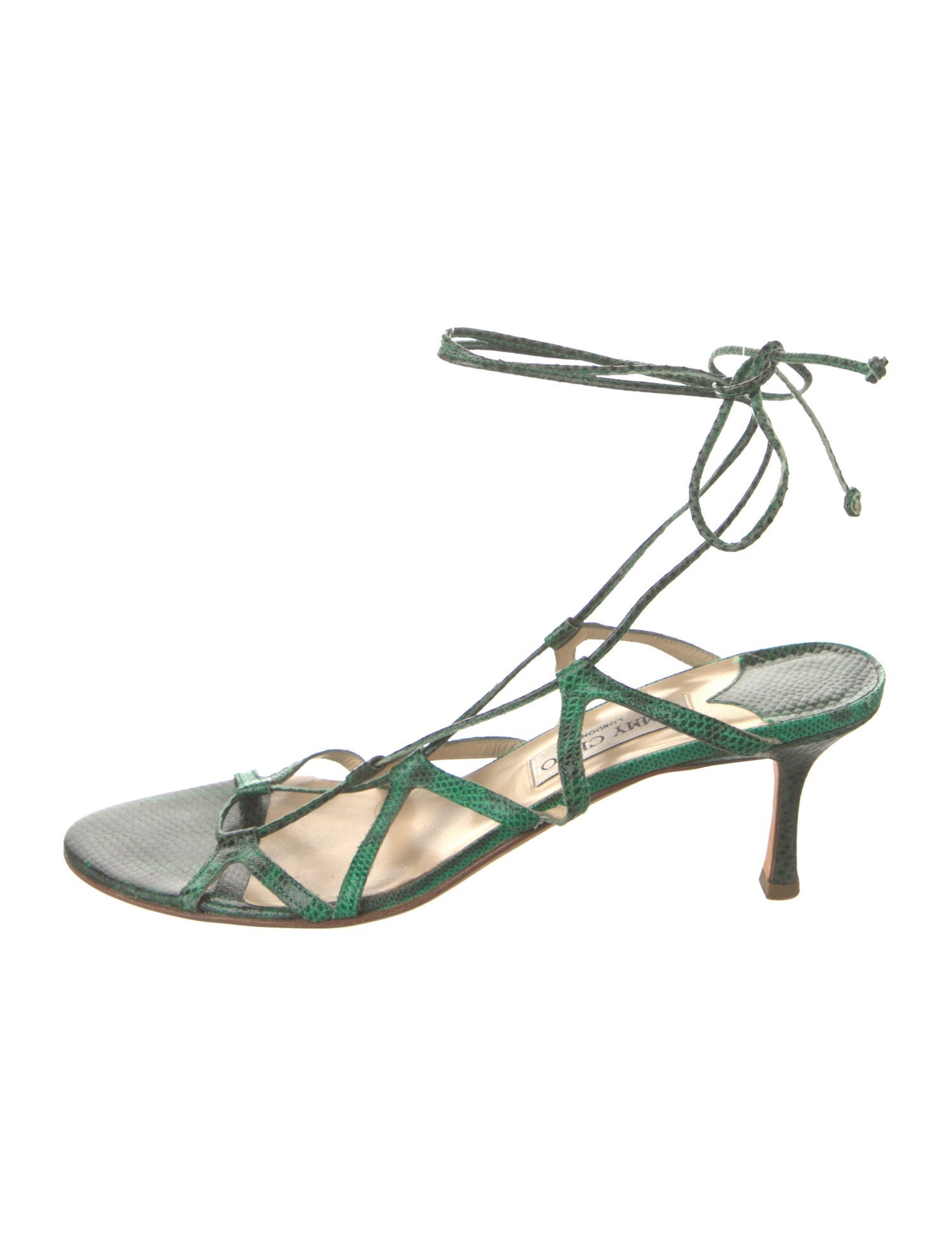 Jimmy Choo Embossed Leather Animal Print Gladiator Sandals