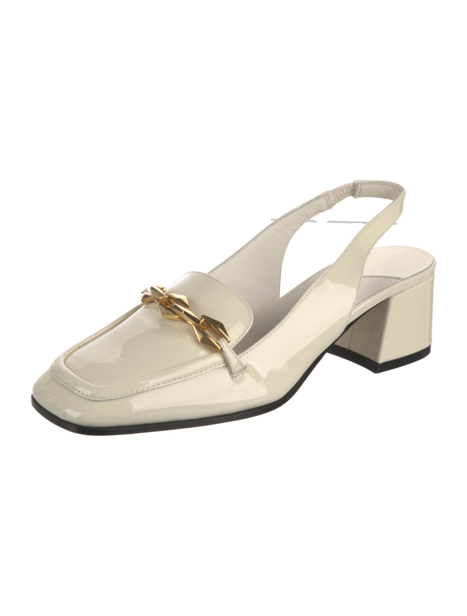 Jimmy Choo Patent Leather Chain-Link Accents Slingback Pumps w/ Tags