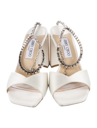 Jimmy Choo Satin Crystal Embellishments Sandals
