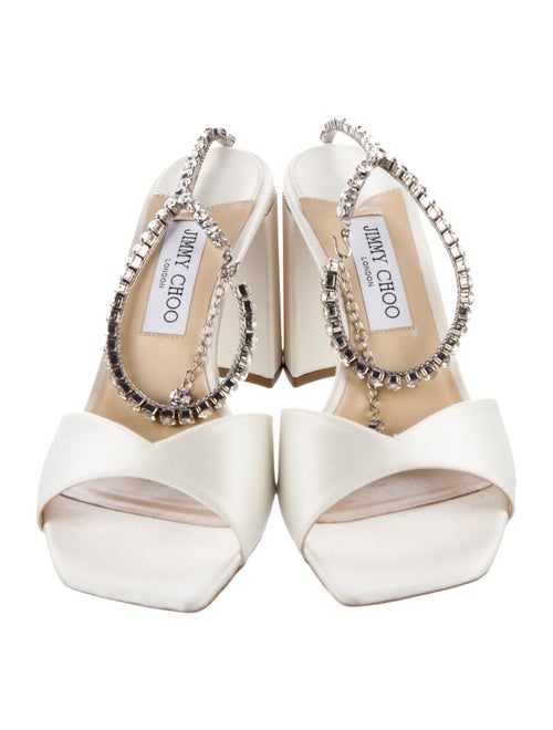Jimmy Choo Satin Crystal Embellishments Sandals