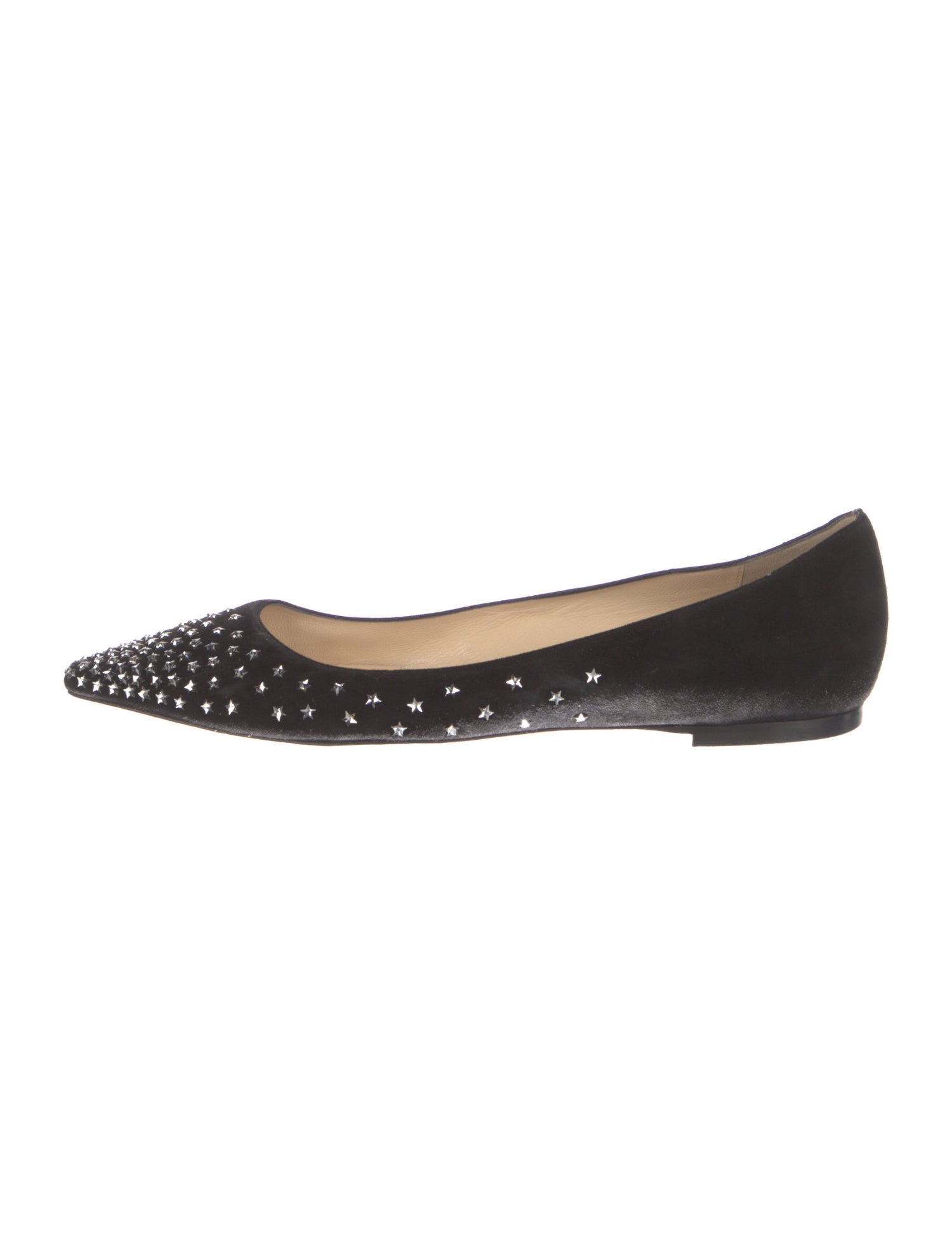 Jimmy Choo Suede Crystal Embellishments Ballet Flats