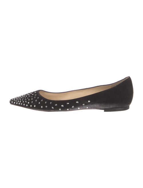Jimmy Choo Suede Crystal Embellishments Ballet Flats