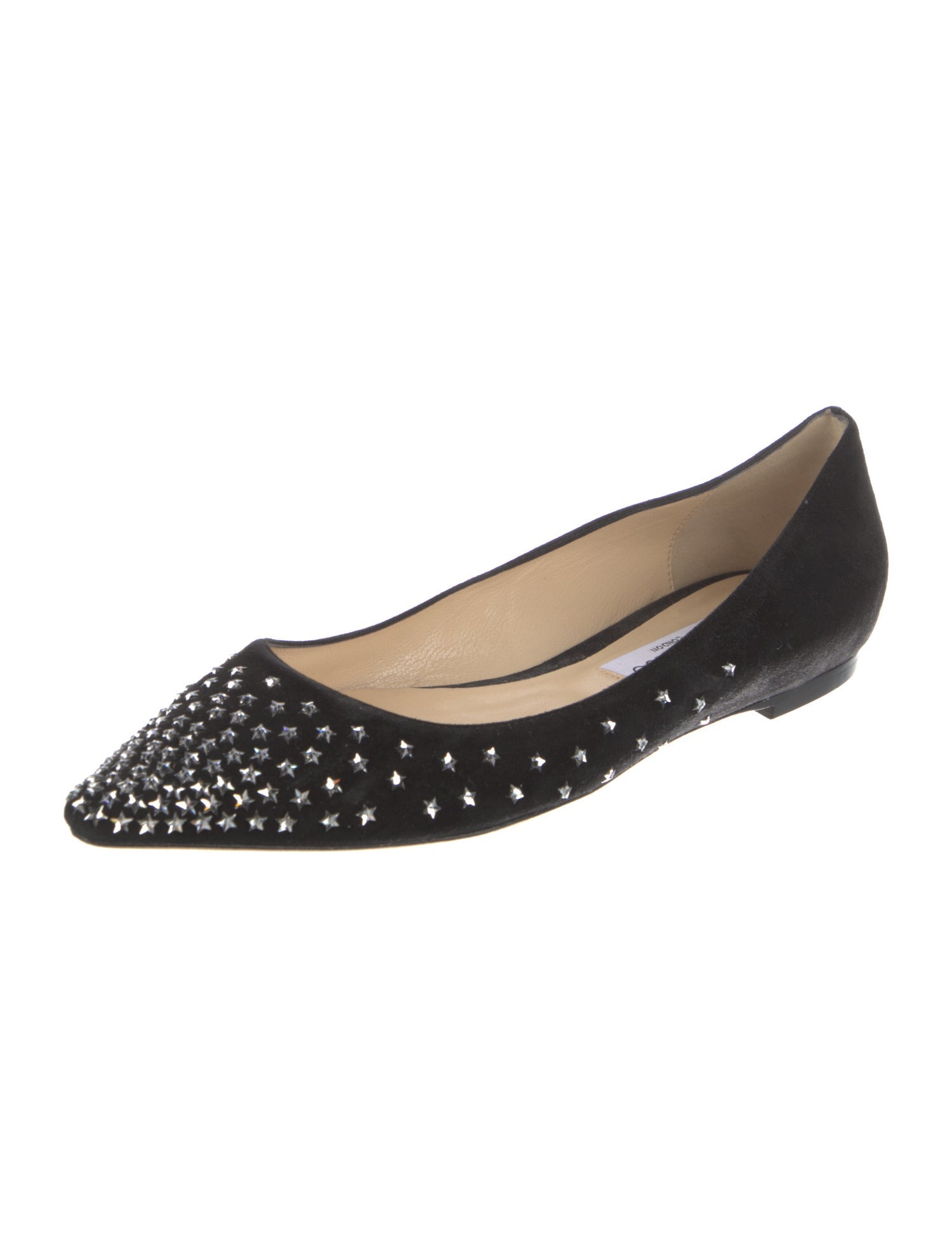 Jimmy Choo Suede Crystal Embellishments Ballet Flats