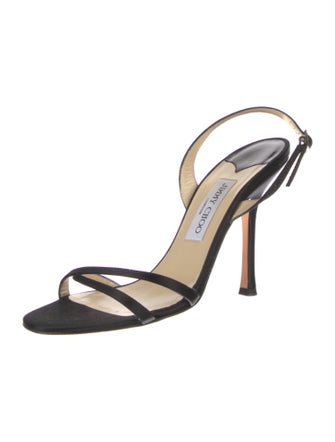Jimmy Choo Satin Crystal Embellishments Slingback Sandals