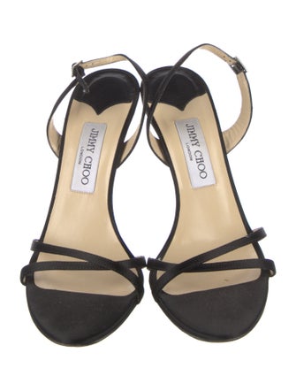 Jimmy Choo Satin Crystal Embellishments Slingback Sandals
